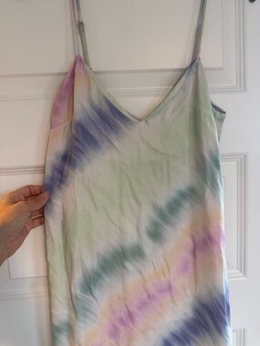ZARA Women's Sleeveless Satin Tie-Dye Slip Dress Pastel Size S